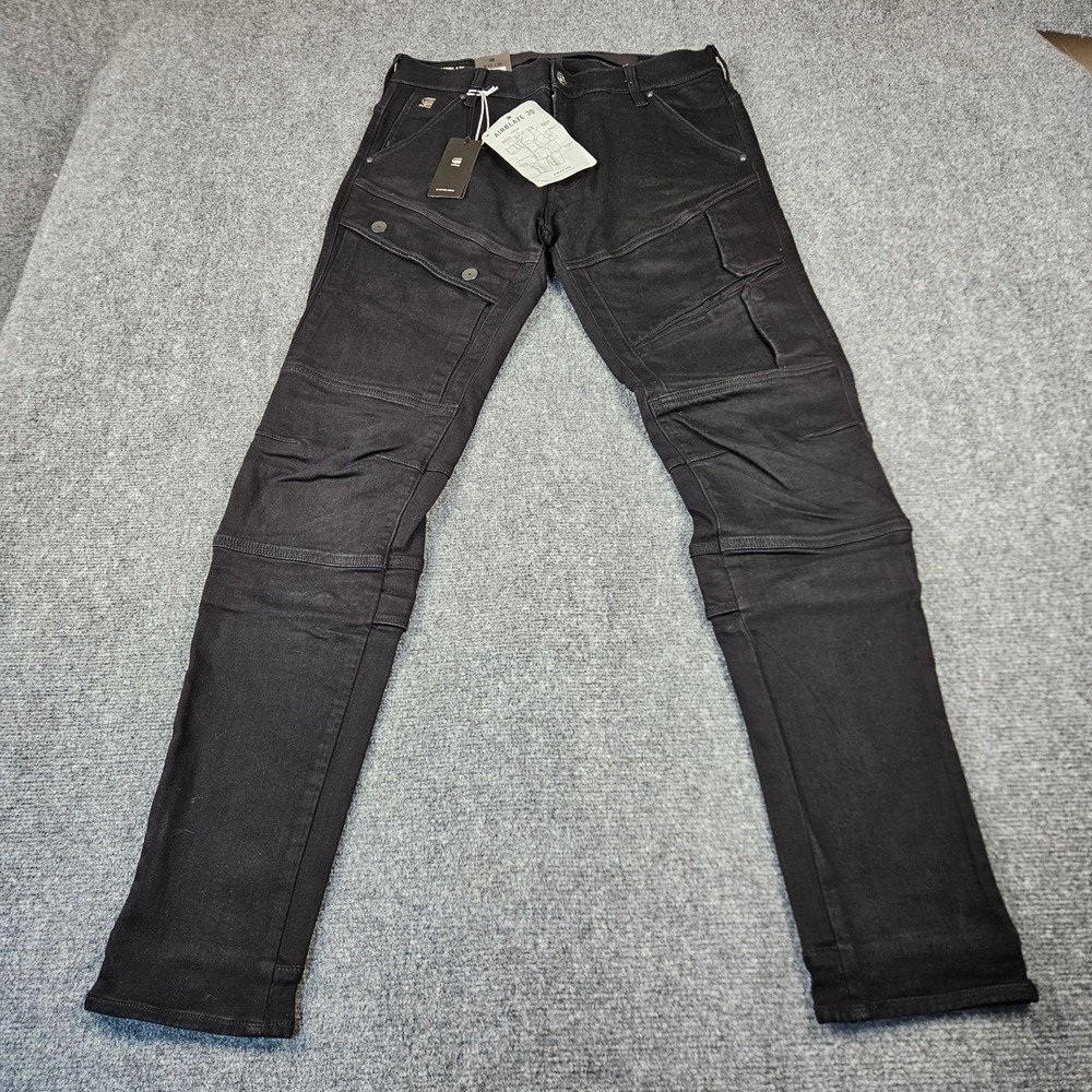 $210 G-Star RAW Airblaze 3D Skinny Jeans Pitch Black Superstretch 33/34 D16129